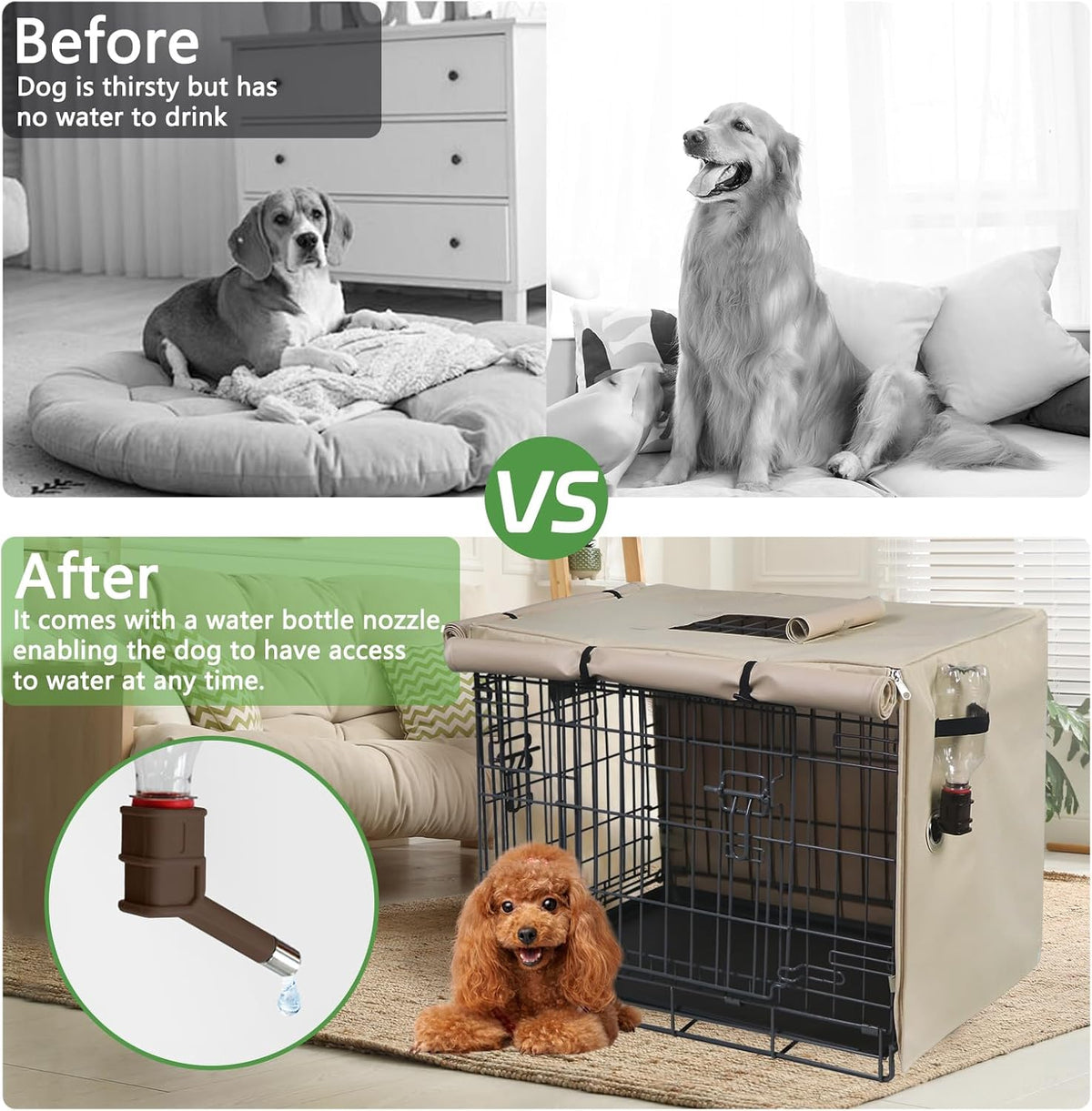 Dog Crate Cover Heavy Duty Oxford Fabric for 36-Inch Wire Crates – Essentials for Dogs - Beige / 30"(L)x 19" (W)x 21"(H) - image 4