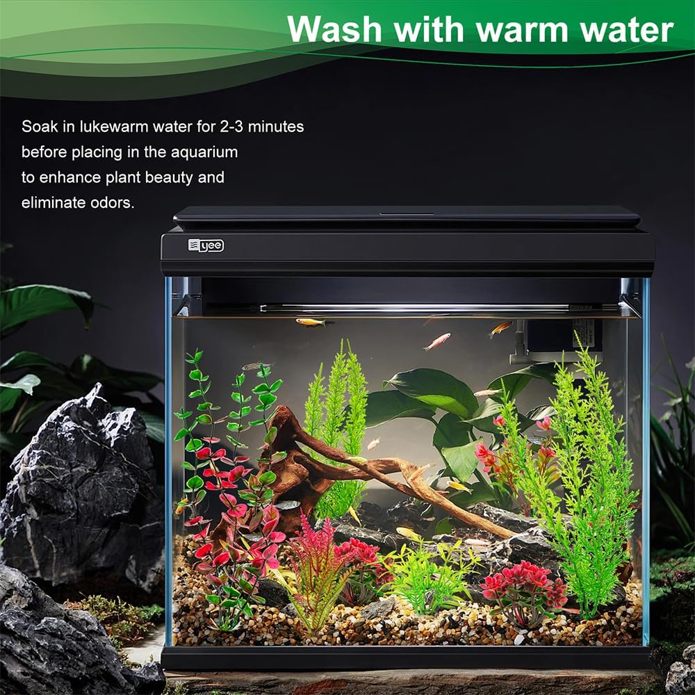 18Pcs Plastic Aquarium Plants, Weighted Base - image 4