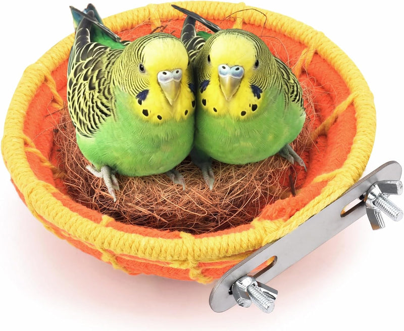 KATUMO Bird Nest, Parakeet, Cockatiel, Conure, Lovebird, Canary - Orange+Yellow