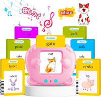Spanish & English Talking Flash Cards for Toddler - Pink / Spanish & English (224 Words)