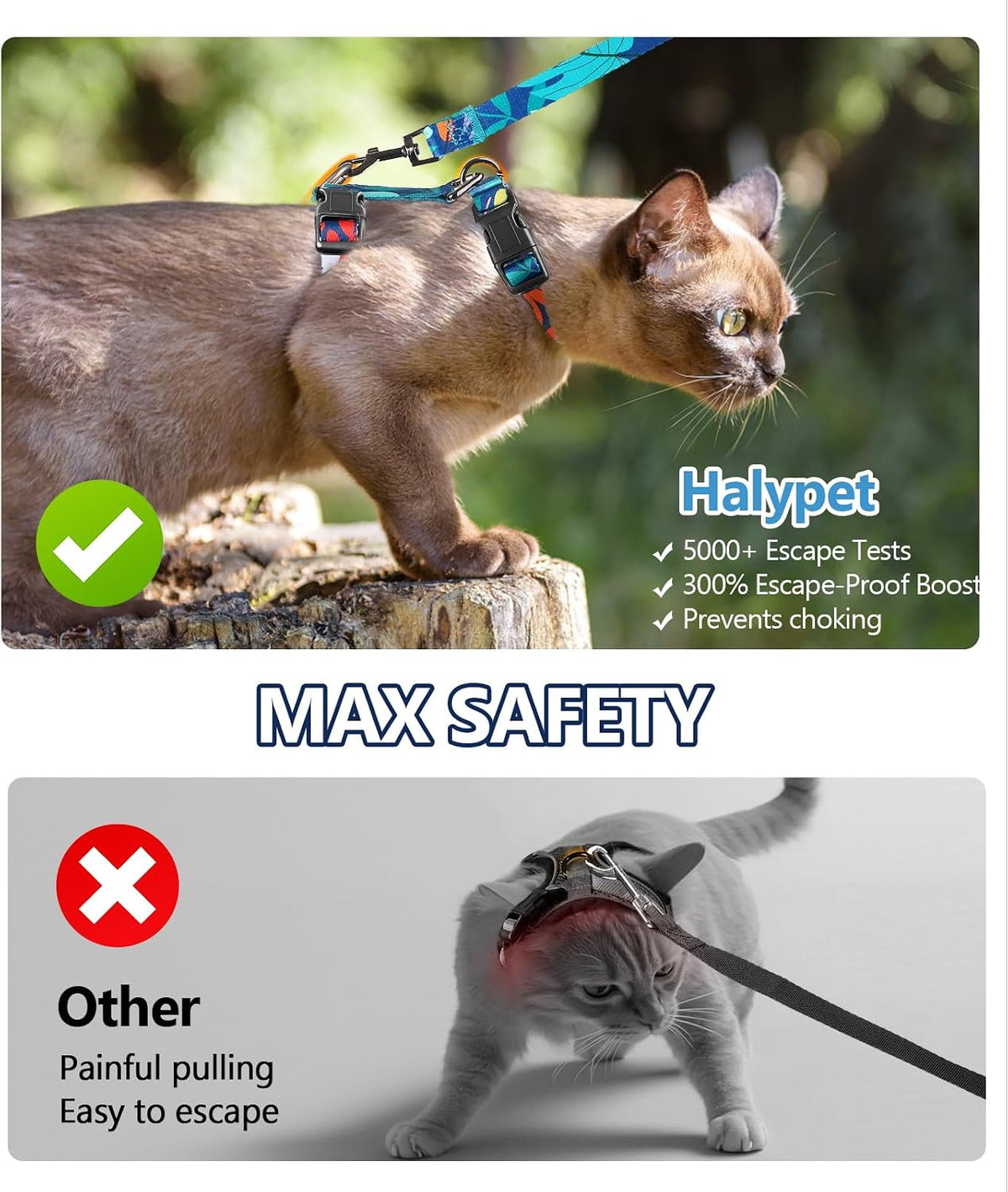 Cat Harness and Leash Set, Escape Proof Cat Harnesses – Essentials for Cats - Morandi Green / Medium (8-18 lb) - image 3