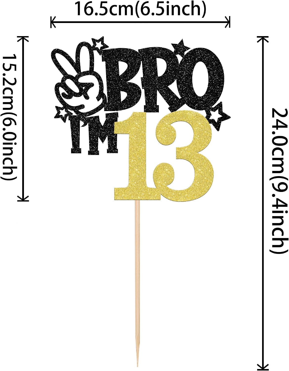 1 PCS Brother I'm 7 Cake Topper Glitter Star Happy 7th Birthday Cake - Gold 13th - image 2