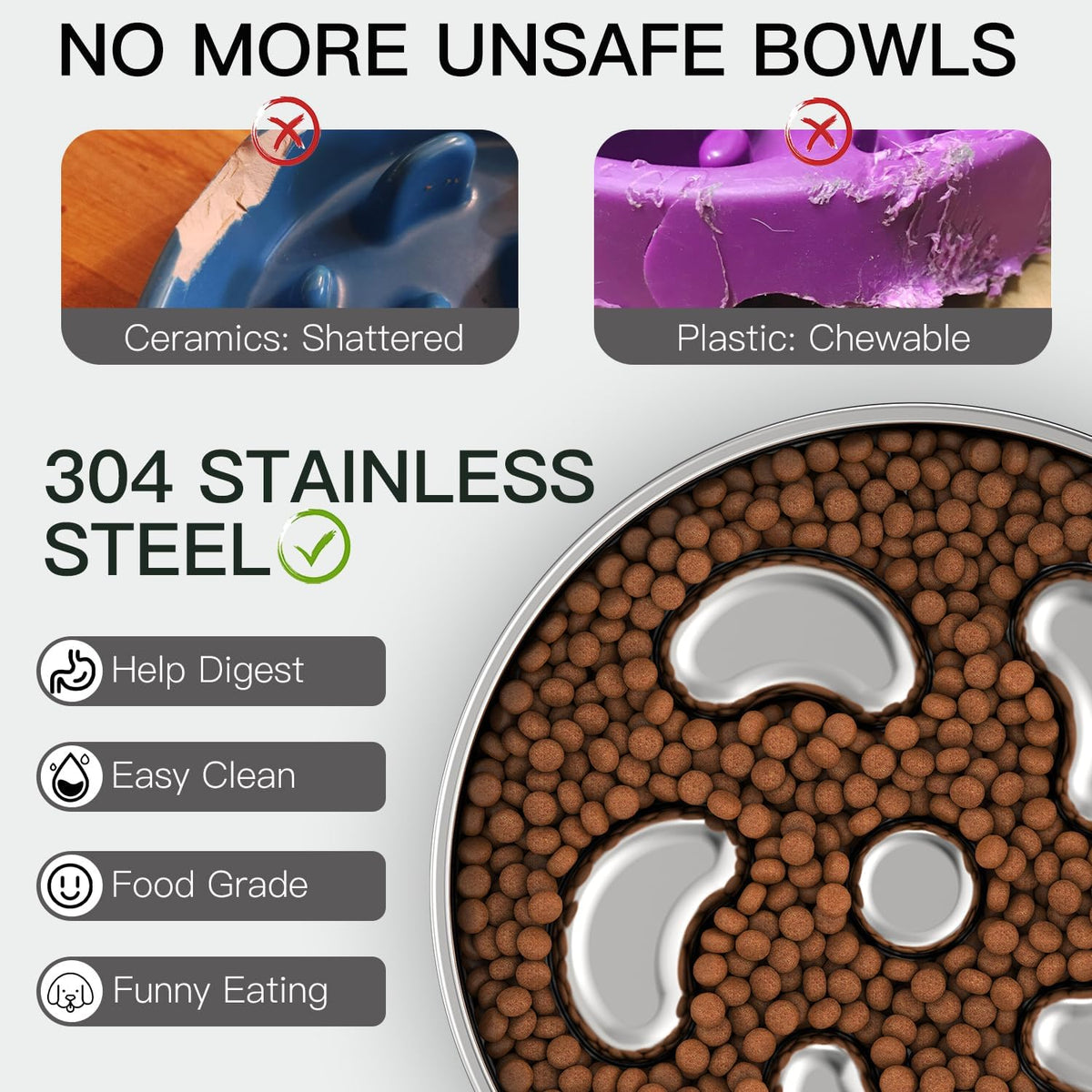 Feedoo Slow Feeder Dog Bowl-2Cups for Medium Breeds - Spiral-1Pack / M 2~2.5Cups - image 3