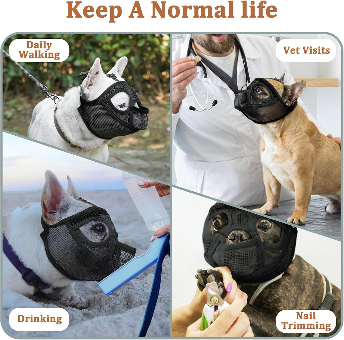 Mesh Short Snout Dog Muzzle with Anti-Eating Design for Frenchie – Essentials for Dogs - Black / S [Head Cir: 15"-17.5"] - image 4