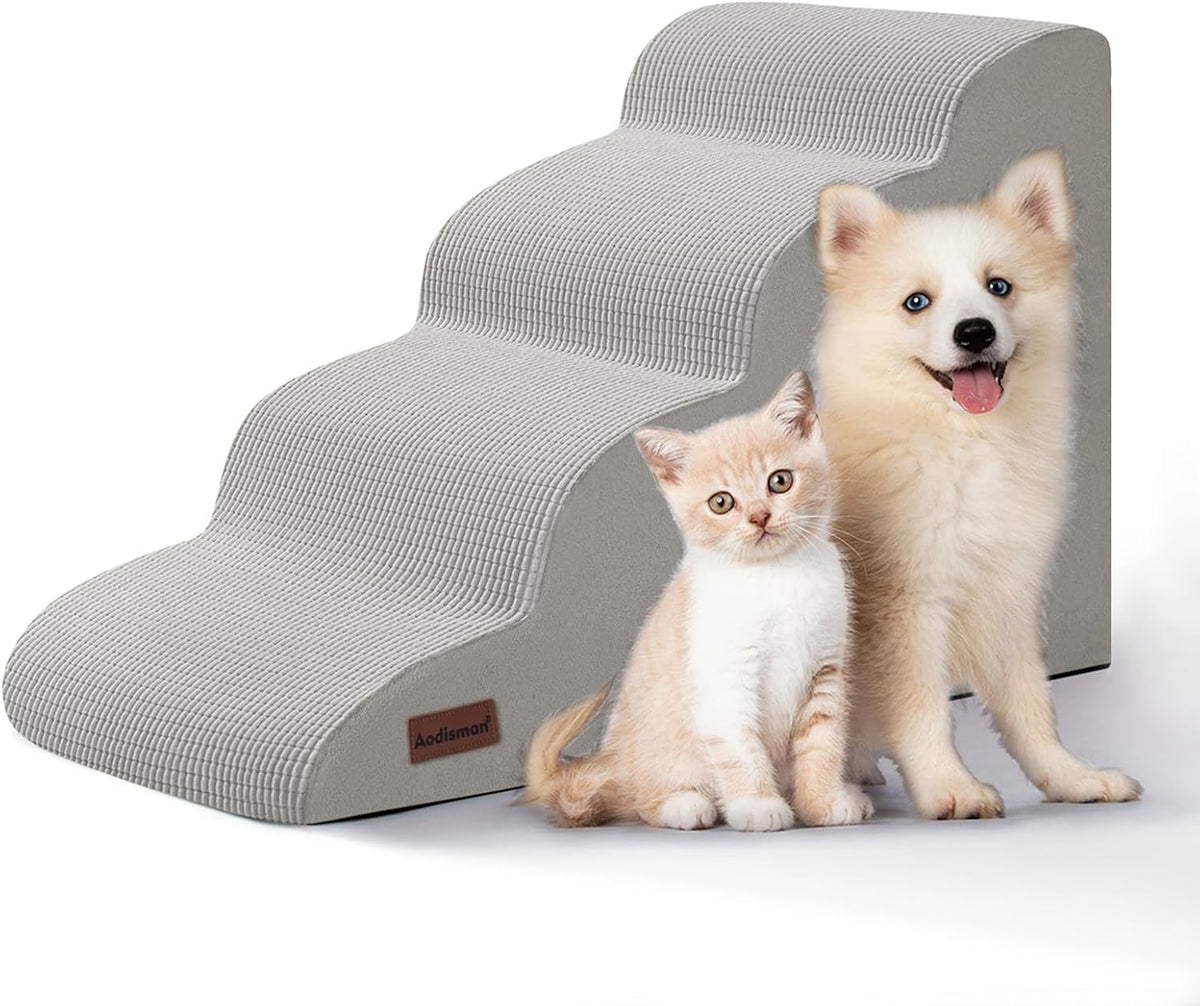 Dog Stairs for Small Dogs and Cats - Light Grey / 4 / Standard 4-Step 17.4"H