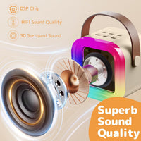 Karaoke Machine for Kids Adults - Beige - image 4