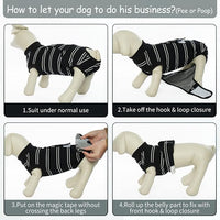 Kuoser Dog Surgery Recovery Suit for Female Male Dogs, Stripes Spay Neuter Anti-Licking Dog Onesie, Surgical Suit Snugly Pet Post Surgery Vest Bodysuit for Abdominal Wounds Skin Disease, Black L