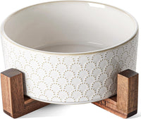 LE TAUCI Dog Bowl Set with Acacia Wood Stand - Fireworks / L-5 Cup