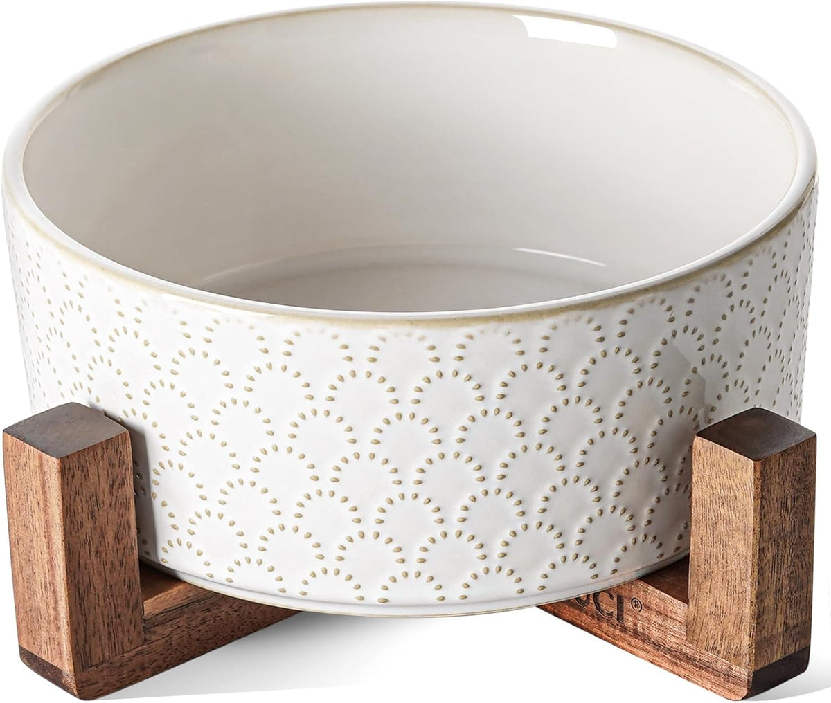 LE TAUCI Dog Bowl Set with Acacia Wood Stand - Fireworks / L-5 Cup