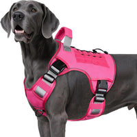 Tactical Dog Harness for Large Dogs - Pink / XX-Large: 110-160 lbs (Chest:36-43",Neck:26-37")