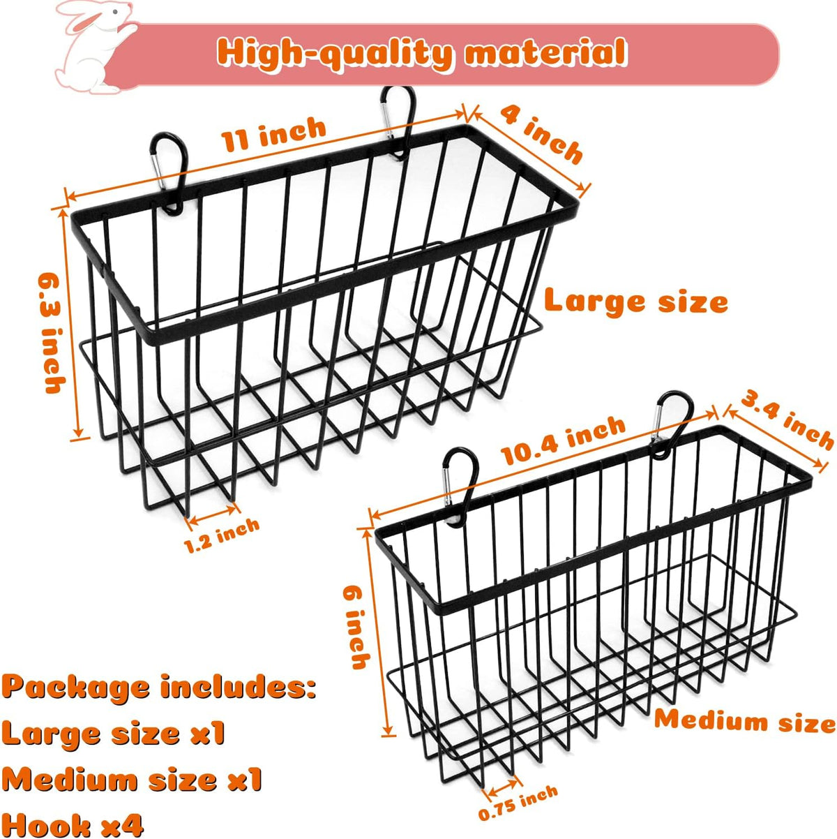 2PCS Rabbit Hay Feeder,Bunny Hay Feeder Rack with Metal Frame for Guinea Pig Chinchilla,Large - image 2