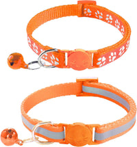2 Pack Breakaway Cat Collars with Bells - Orange
