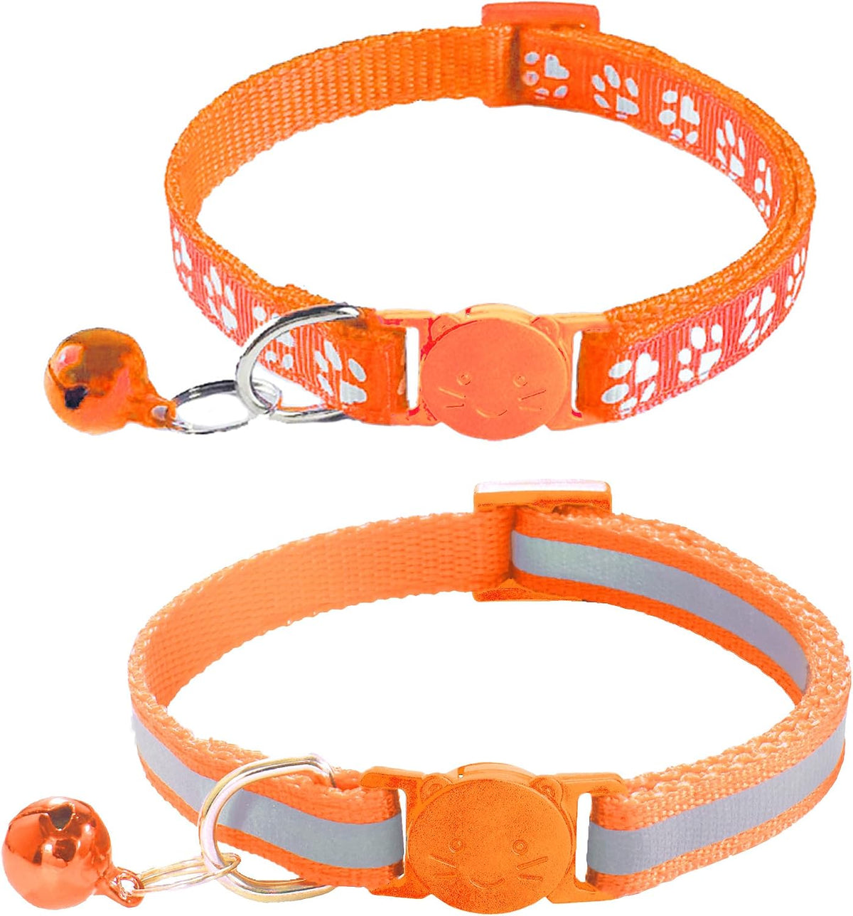 2 Pack Breakaway Cat Collars with Bells - Orange