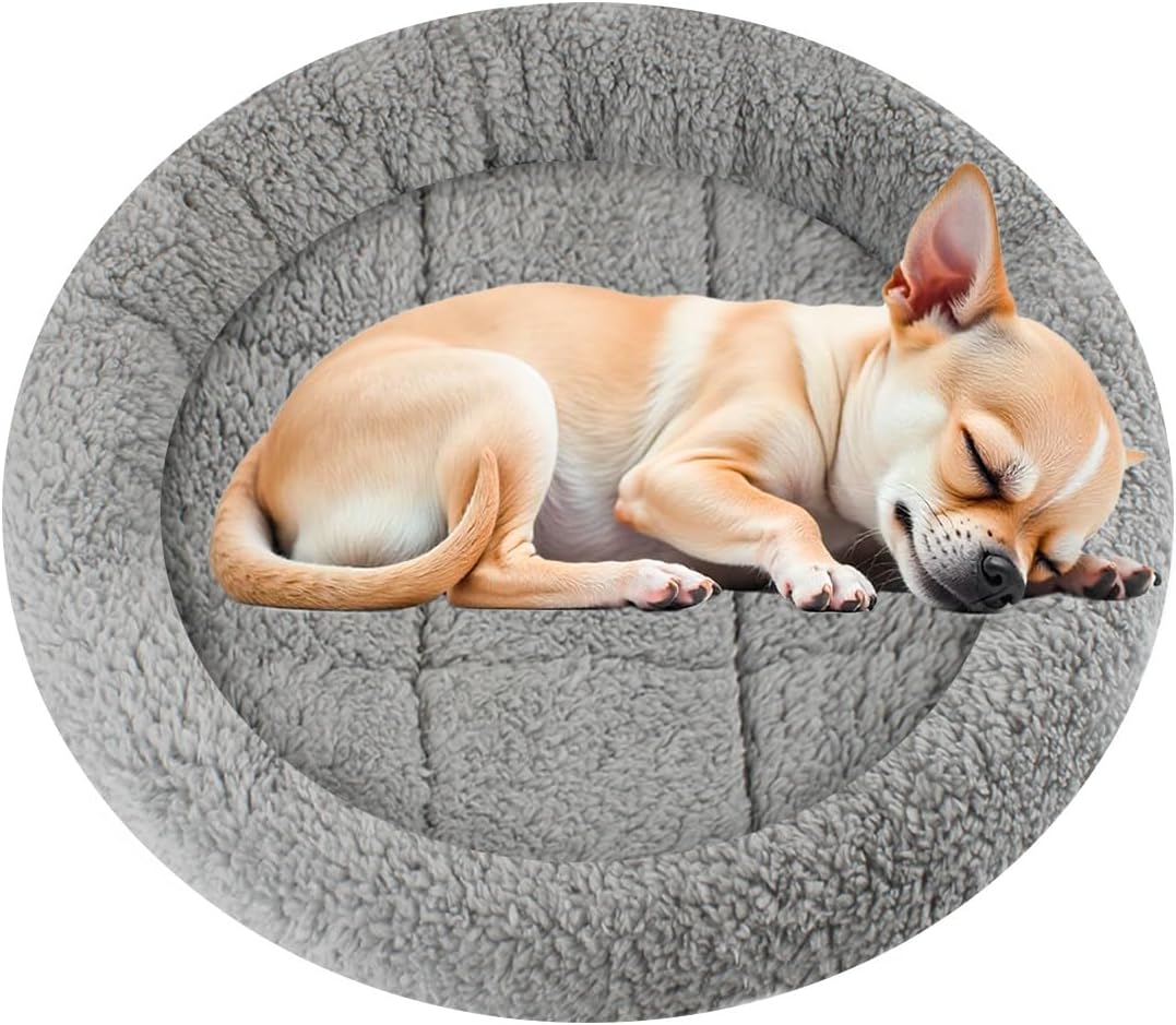 Enjoying Cat Mat Bed 16" x 22" Pet Bed with Pillow Around for Dogs - Medium(Round)