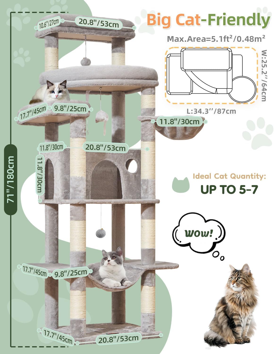 Taoqimiao Heavy-Duty Cat Tree - Light Gray - image 2