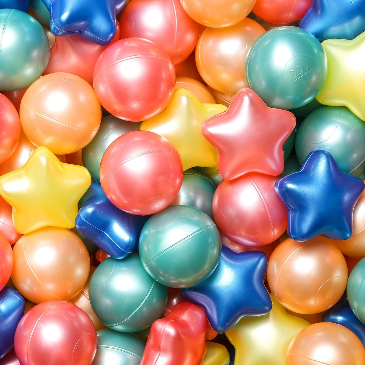 TRENDPLAY Star Ball Pit Balls for Toddlers 50 100 200 Count Star - Pearl Colors Mix / 200