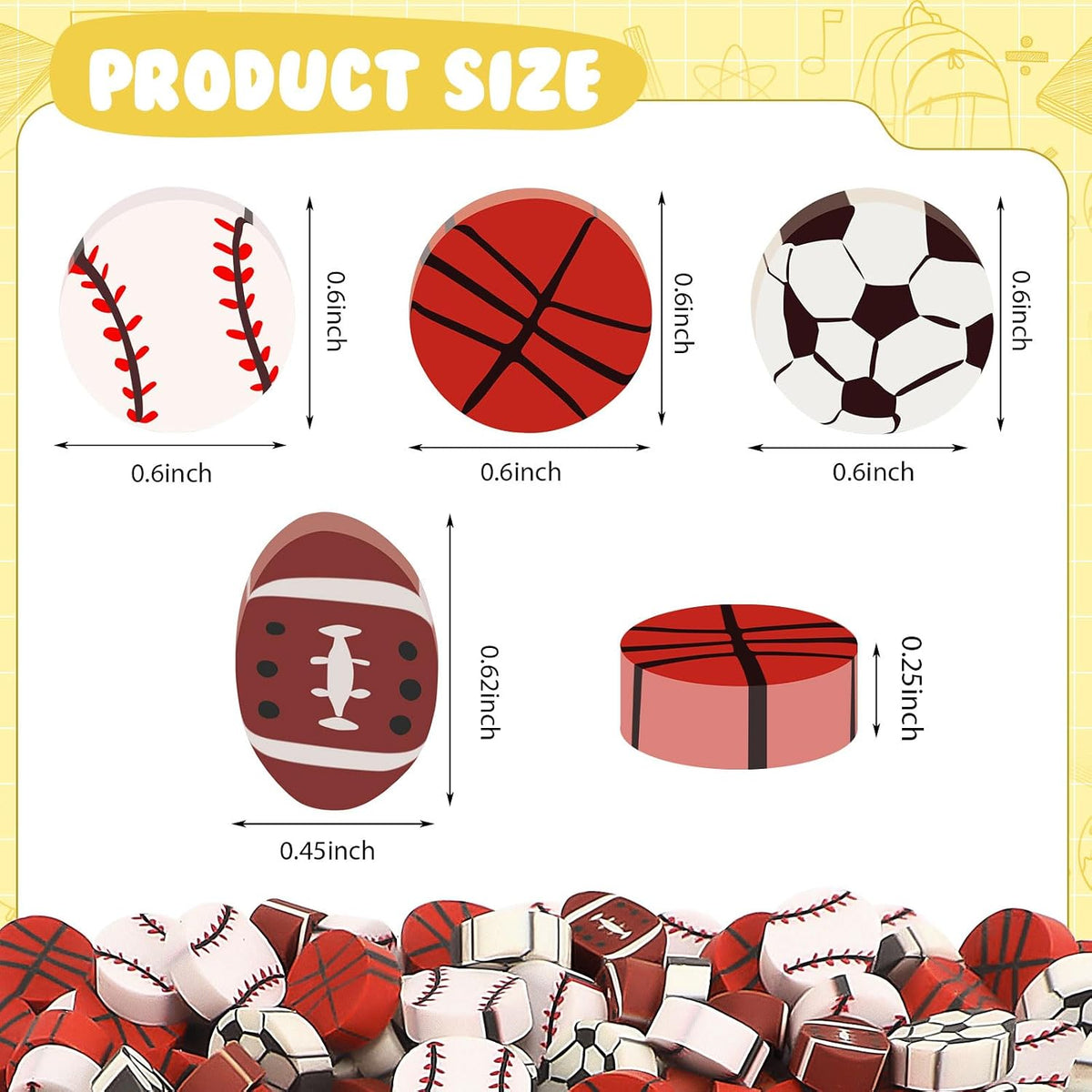 JUNEBRUSHS 150Pcs Fall Mini Erasers - baseball Style - image 2