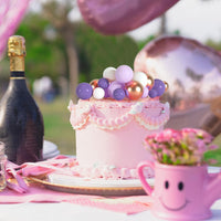 75 Pieces Cake Balls Topper Decorations Foam Cupcake Topper Mini - Purple, Light Purple,gold, White - image 3
