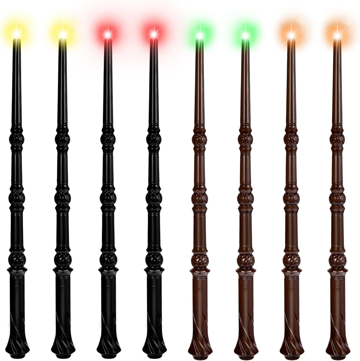 KingVows Light Up Magic Wizard Wand with 4 Color Lights & Sound - Brown & Black