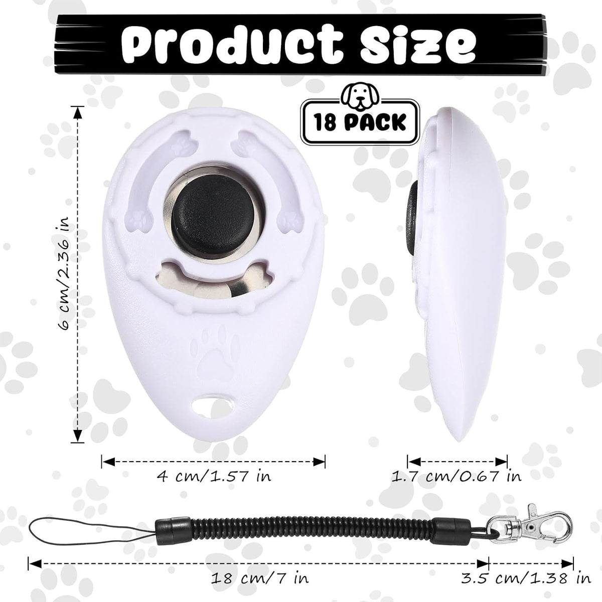 Frienda 18 Pcs Dog Training Clicker with Wrist Strap for Pets - White - image 2