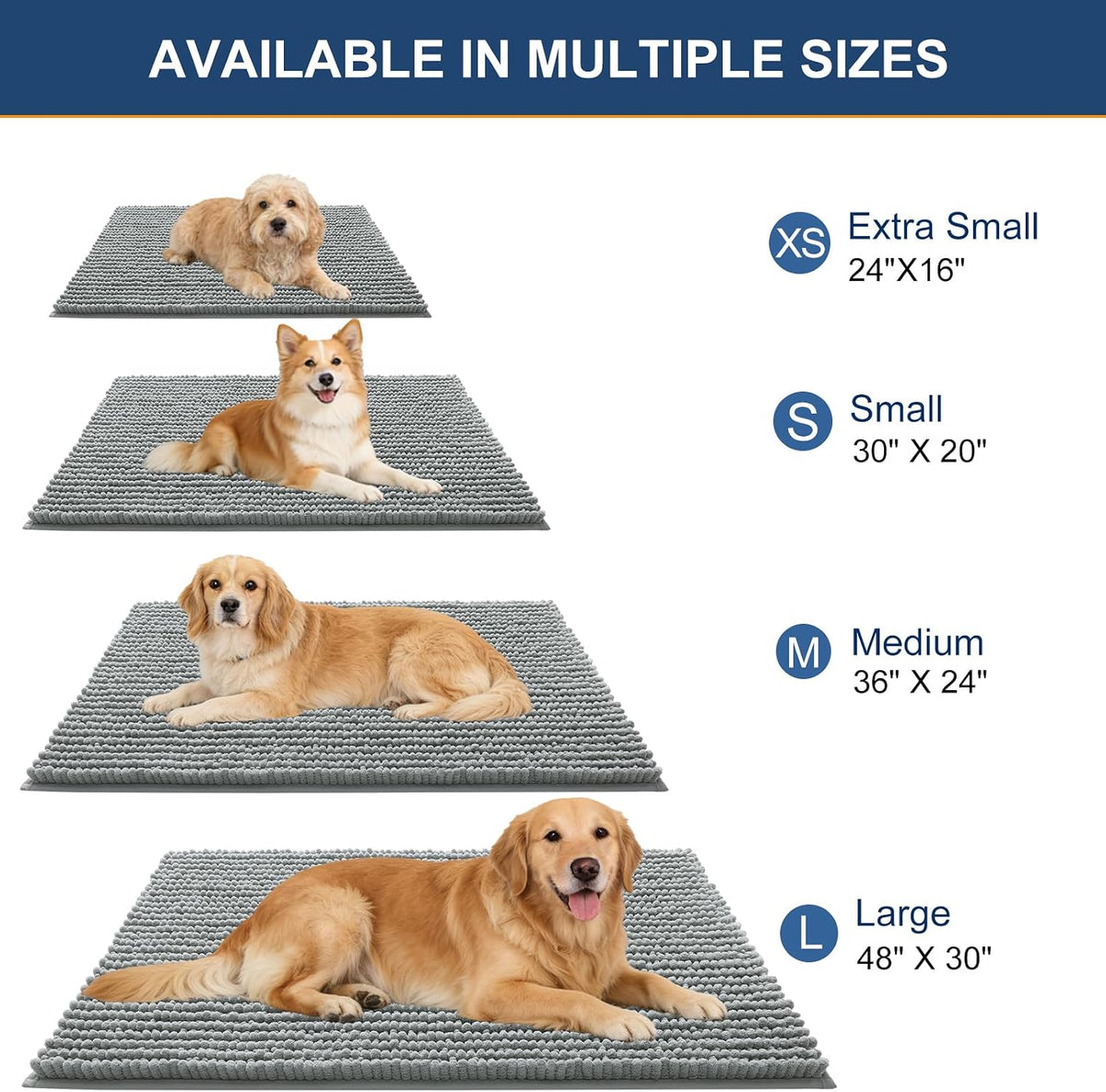 OLANLY Dog Door Mat for Muddy Paws 30x20 - 36" X 24" / Grey - image 2