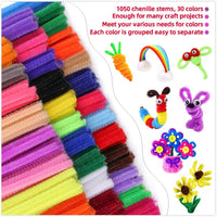 Pipe Cleaners Chenille Stems 1050 Pieces 30 Assorted Colors for Craft - 30 colors / 1050pcs - image 2