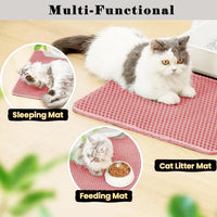Cat Litter Mat, Honeycomb Double Layer Litter Trapping Mat – Daily Care for Cats - Pink / 45x26 Inches - image 3