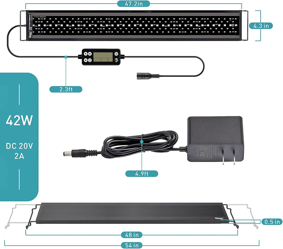hygger Auto On Off LED Aquarium Light - 42W (for 48-54 inch tank) - image 3