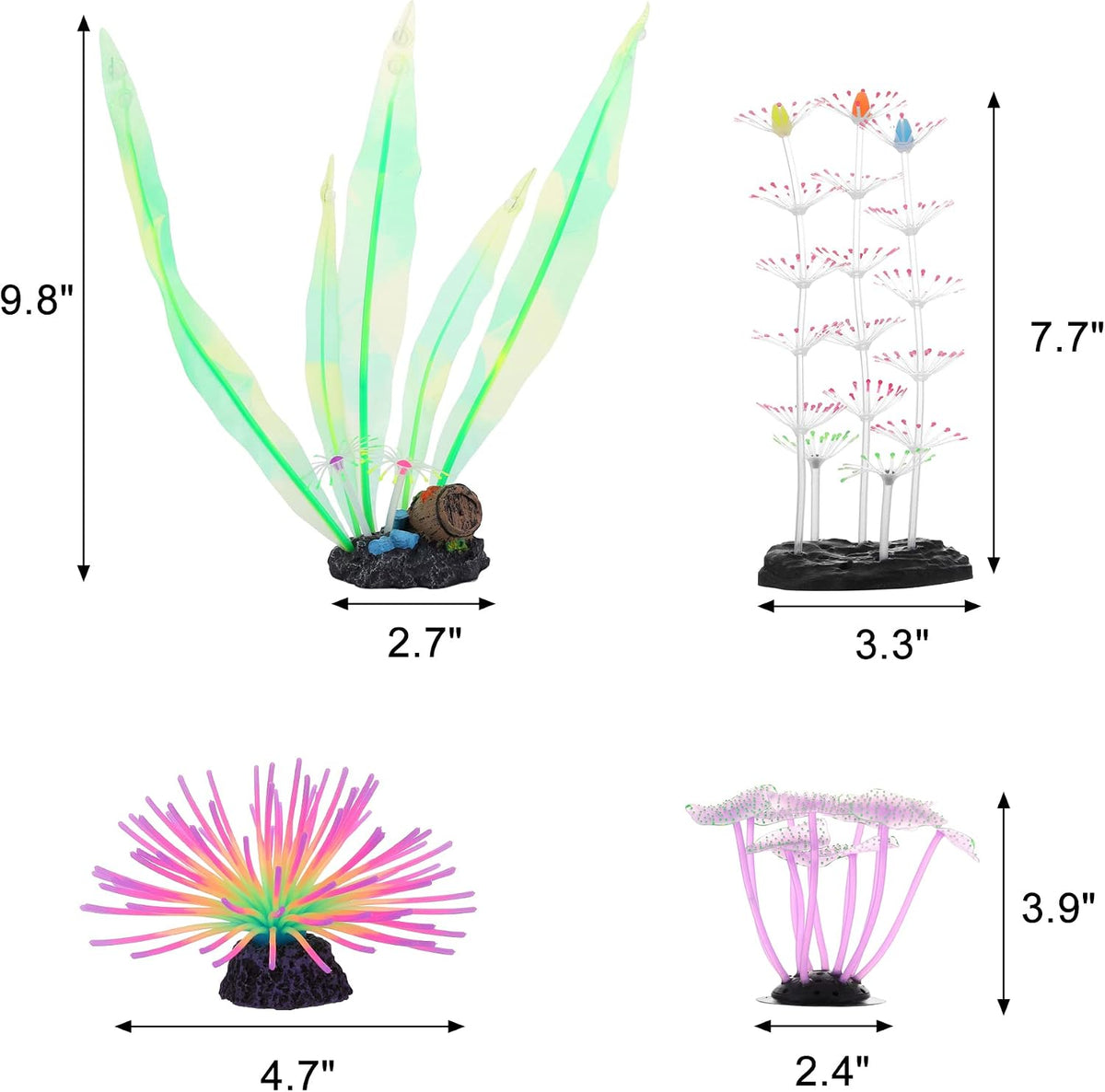 Glowing Fish Tank Decoration Aquarium Plants Accessories Kit #2 – Essentials for Fish - Coral+Sea Urchin Ball+Kelp+Feather Coral - image 2