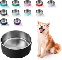Dog Bowl, Stainless Steel Food and Water Bowl - 64 oz / Black