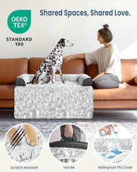 Calming Dog Bed for Couch with Cozy Raised Edge - Grey / 45"L x 37"W x 5"Th - image 2
