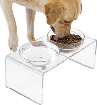 Acrylic Elevated Dog Cat Bowls Pet Feeder Double Bowl Raised Stand - Large: 7.2'' Height, 60.9 oz Glass Bowl - image 2