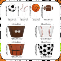 Hxezoc football cupcake toppers and wrappers set with brown and green football designs - view 32
