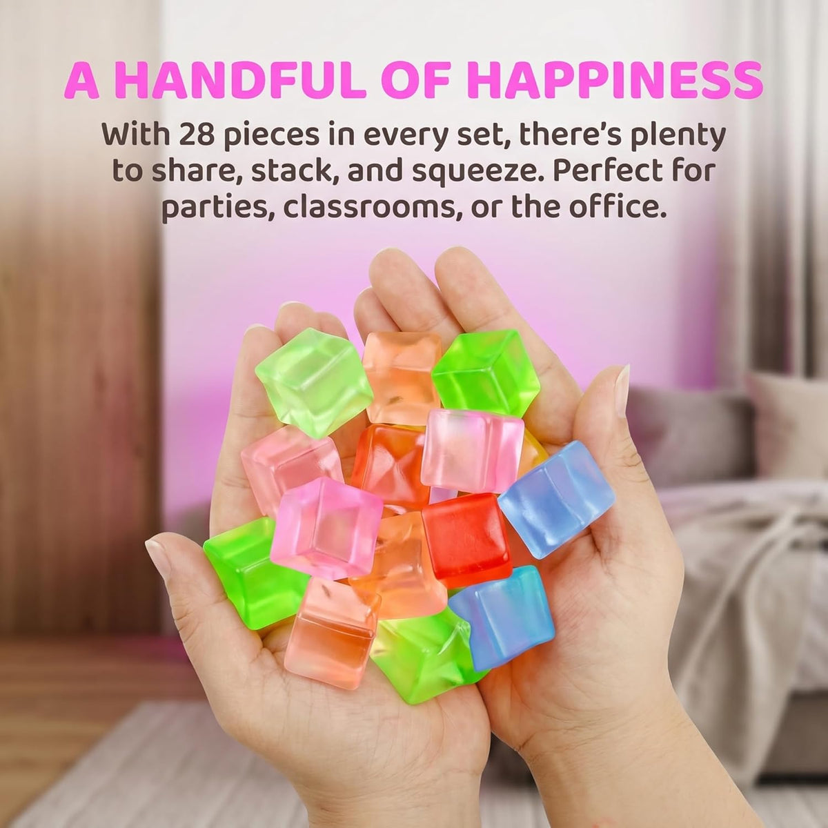 KINGYAO 28 glow in the dark cube squishy toys in assorted colors - view 4