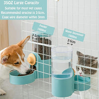 Hanging Automatic Rabbit Food Water Dispenser, Auto Dog Kennel Water Dispenser 35OZ Gravity Bunny Feeder, Dog Cage & Crate Water Dispenser for Rabbit Guinea Pig Hedgehog Ferret Kitty Puppy