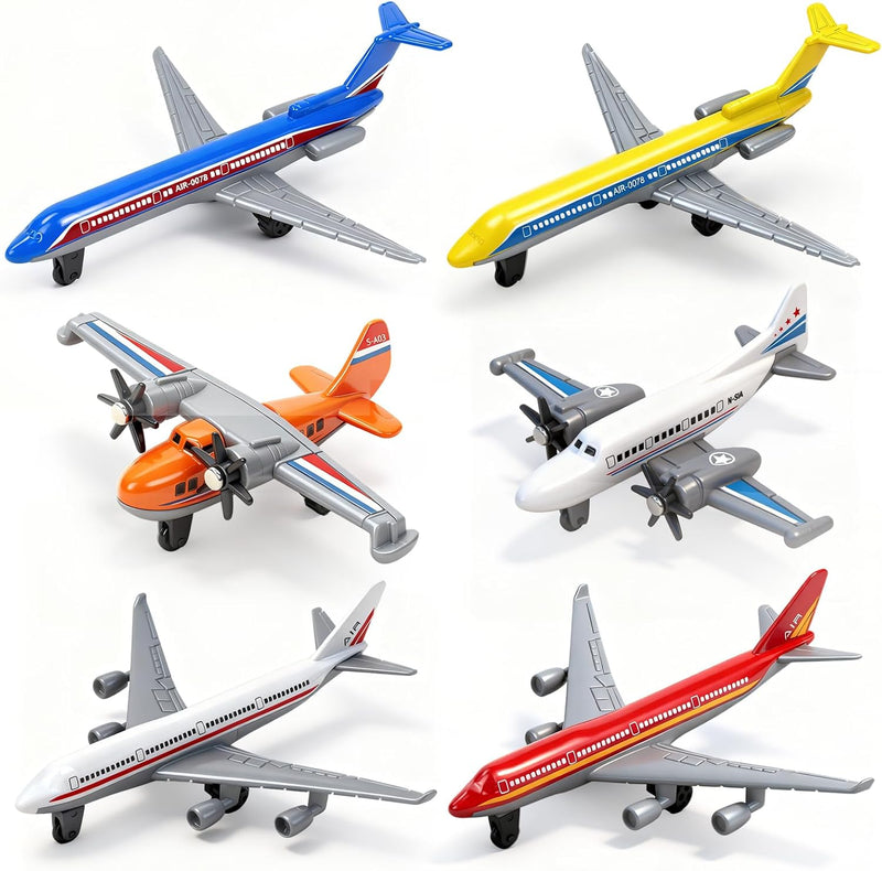 Toy Airplane 6 Pack, Diecast Airplane Toy for Boys Age 3 4-7 8-12 – Fun for Kids & Family - 6P Airplanes