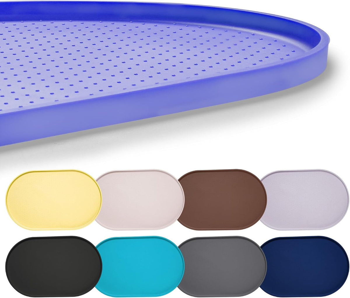 Hubulk 100% Waterproof Silicone Pet Feeding Mat with Raised Edge - Purple / 19"L x 12"W
