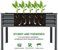 Land Guard Galvanized Raised Garden Bed with Legs, 48×24×32in Large Metal Elevated Raised Planter Box with Drainage Holes for Backyard, Patio, Balcony, 400lb Capacity(Grey)……