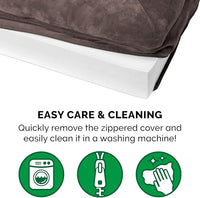Furhaven Orthopedic Dog Bed for Large Dogs w/ Removable Bolsters & Washable Cover, For Dogs Up to 125 lbs - Faux Fur & Velvet Sofa - Driftwood Brown, Jumbo Plus/XXL