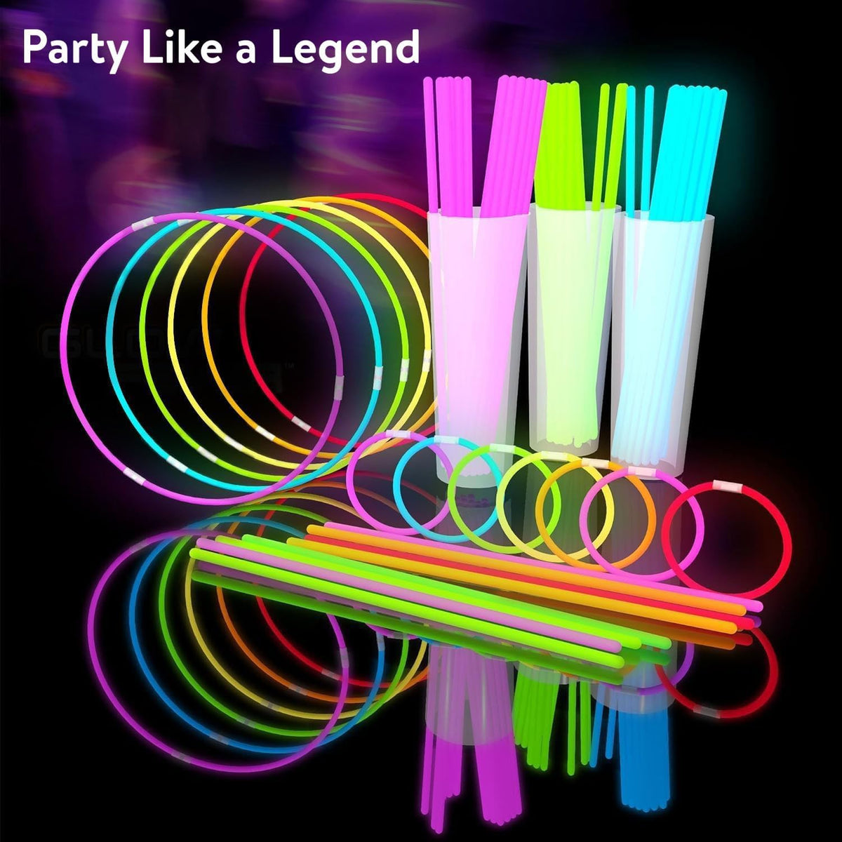 Glow Fever 209-piece glow sticks bulk party pack with connectors and glasses - view 3