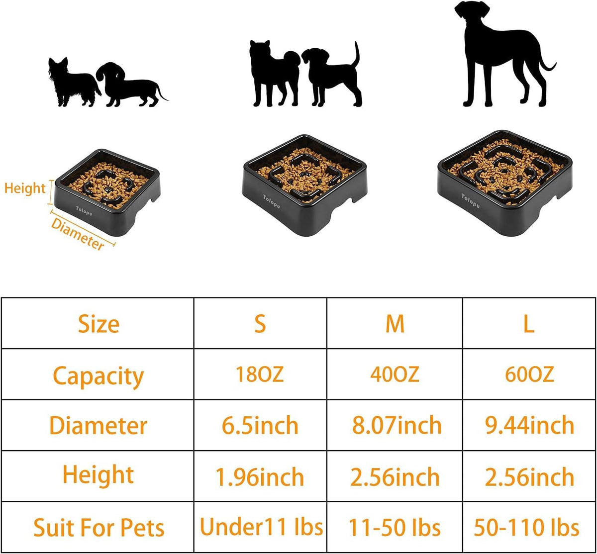 Extra-Large Durable ABS Large Slow Feeder Dog Bowls Stop Bloat Bowl - Square-L / Large - image 4