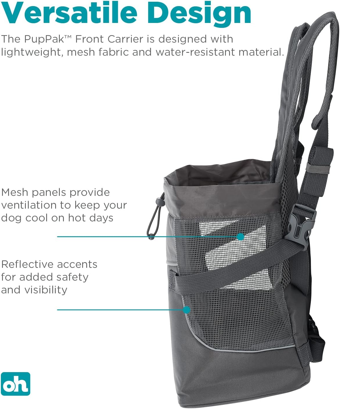 Outward Hound PupPak Dog Front Carrier, 12.5" x 9" x 14" - Grey / 12.0"L x 11.5"W x 7.5"H - image 4