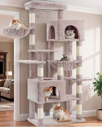 Heybly Cat Tree, 76-Inch Tall Heavy Duty Cat Tower for Big Cats HCT039G – Essentials for Cats - Rosy Brown / 76.8 inch