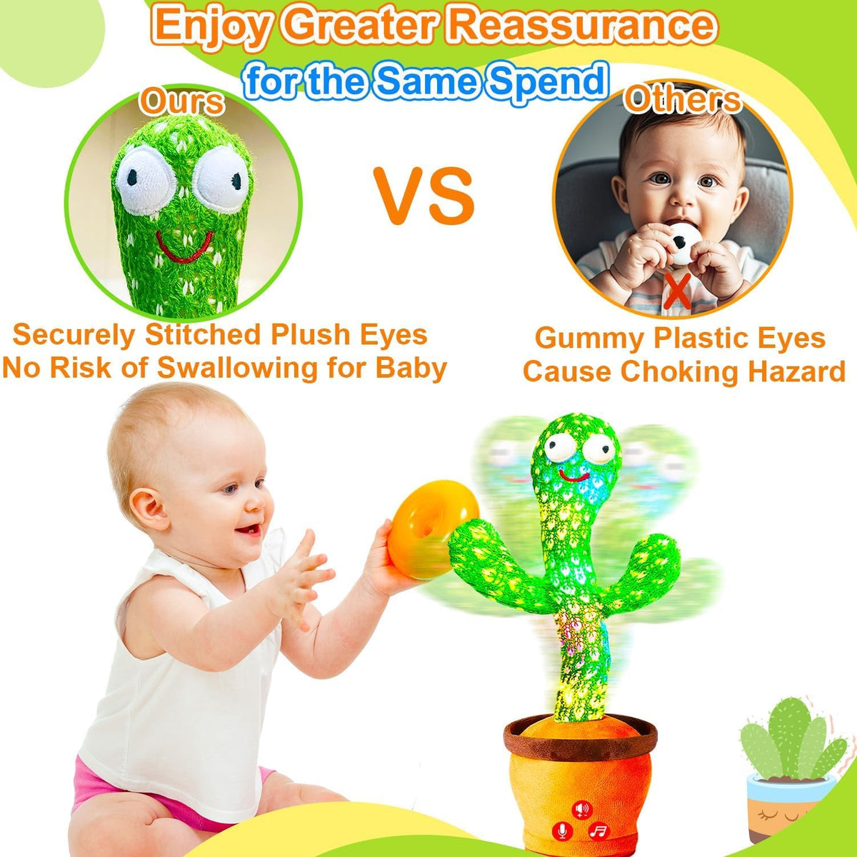Rechargeable Dancing Talking Cactus Toy - Green - image 3