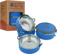 Healthy Human Travel Pet Bento Bowls - 4-Bowl Set / Blue