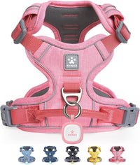 Pawaii No Pull Dog Harness with Pet ID Tag, Reflective Vest – Essentials for Dogs - M (Chest: 22"-27" ) / Mimi Pink
