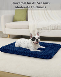 Exsnugy Washable Dog Bed Mat Medium Size Fluffy Pet Crate Pad 36x23 – Essentials for Dogs - Blue / 48.00" x 30.00" x 1.50" - image 2