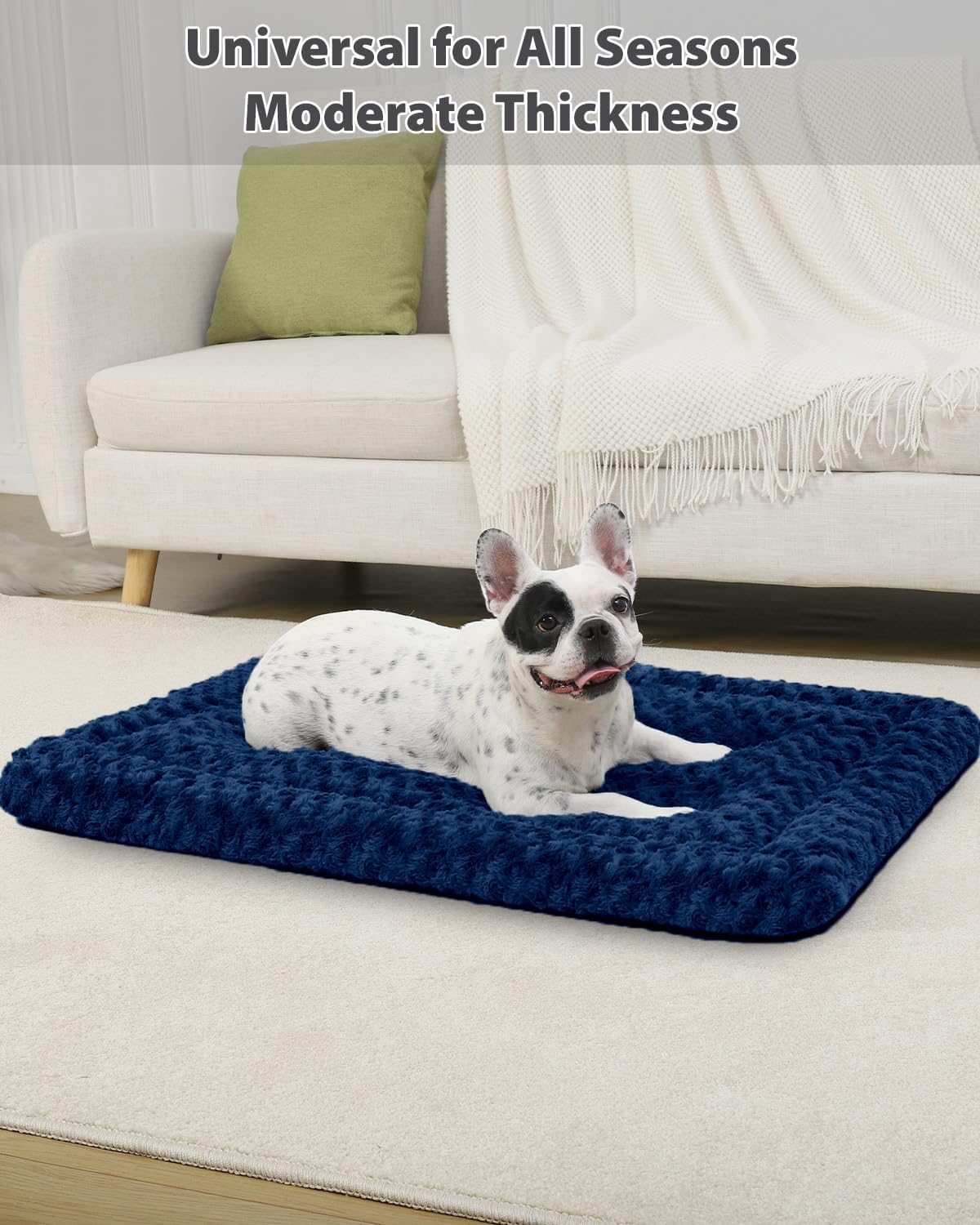 Exsnugy Washable Dog Bed Mat Medium Size Fluffy Pet Crate Pad 36x23 – Essentials for Dogs - Blue / 48.00" x 30.00" x 1.50" - image 2