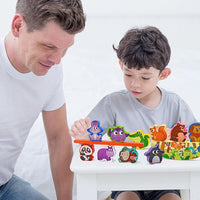 Vileafy Montessori Wooden Animal Toys for 3 4 5 Year Old Boys and Girls, 10 Pack Balance Blocks with Beam & Base, Toddler Stacking Toys Games, Educational Preschool Toys for Birthday Gifts