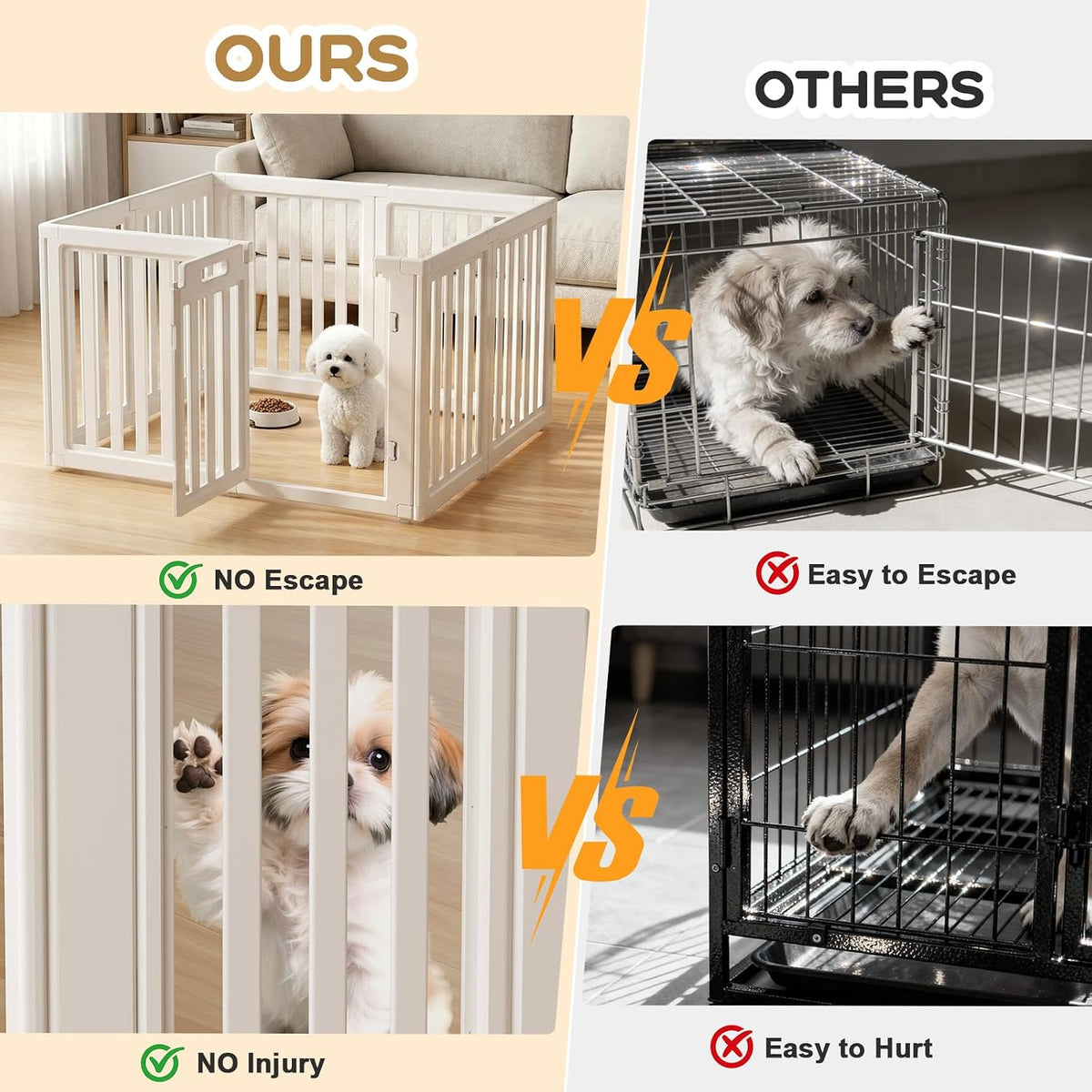 Dog Playpen Indoor, Puppy Playpen, White 23.6" H, 10 Panels - white / 8 / 23.6 inch Height - image 3